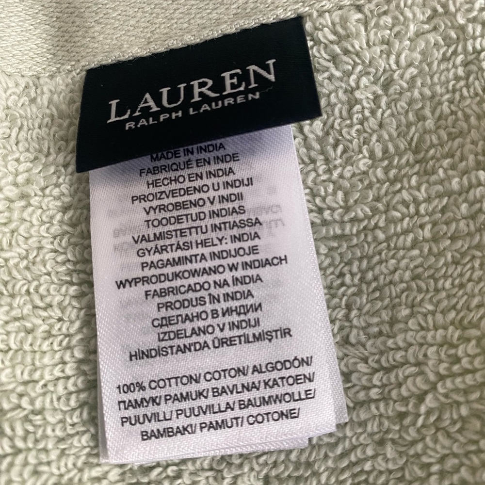 Spa Green Ralph Lauren Sanders Solid Bath Sheet 35" X 66" New 100% Cotton